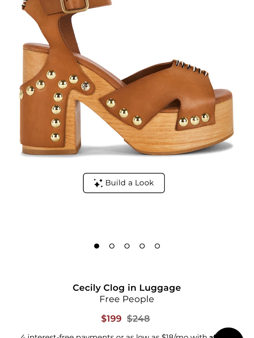 Free People Tan Leather Platform Clog Sandals with Stud Accents - Picture 2 of 3